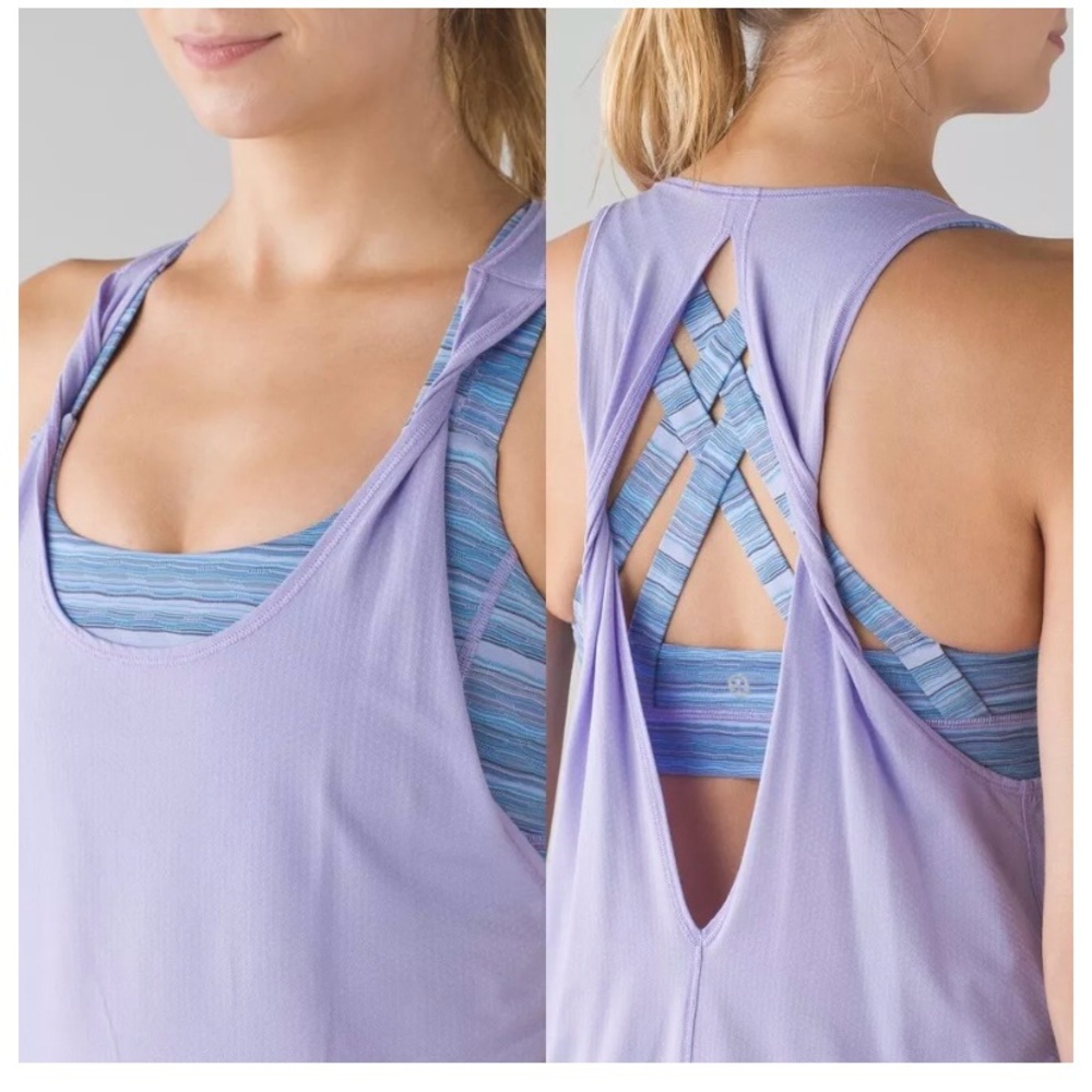 Lululemon Ready & Go Tank Built-In Bra Top Wave Twist Lilac Kayak Blue Size 4